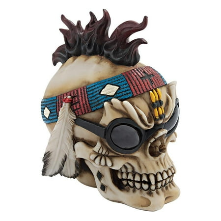 Thunderspirit Goth Biker Skull Statue: Set of Two