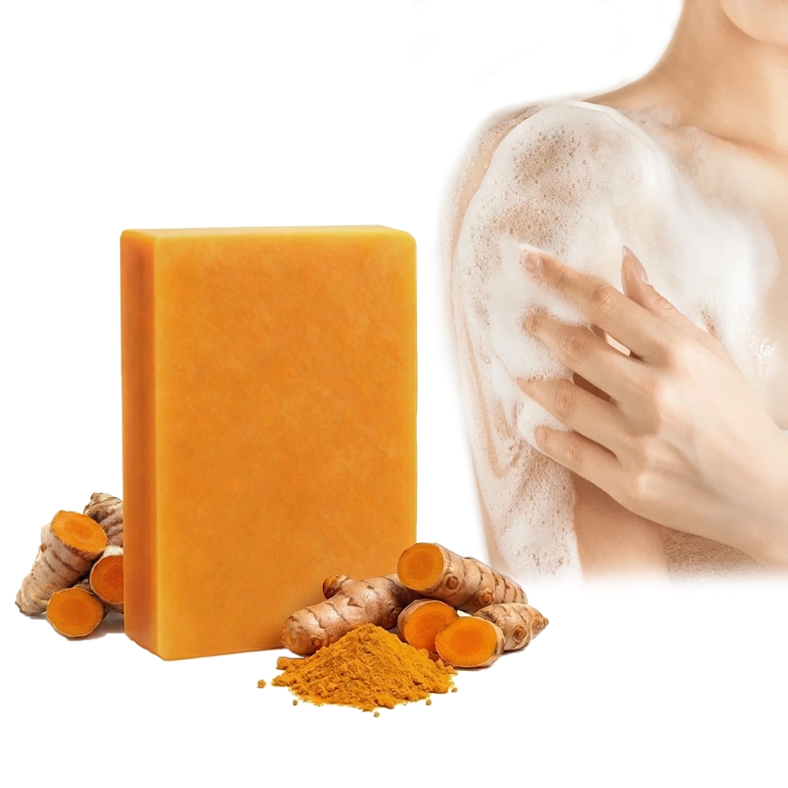 Organic Turmeric Soap for Dark Spots, Natural Face Wash for Clear Skin, Cleanses & Smooths, Removes Oil & Impurities for All Skin Types(2pcs)