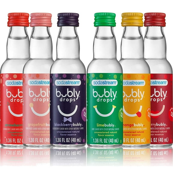 SodaStream - Bubly Drops for Sparkling Water | Unsweetened Natural Flavor | Zero Calories, No Sweeteners | Create Your Own Bubly with SodaStream | Variety Pack, Bubly Original, Pack of 6 | 8 Fl Oz