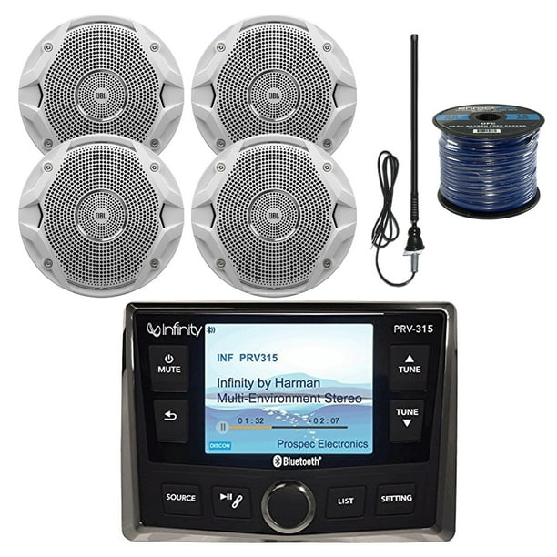 Infinity PRV315 Marine 3.5" Display Bluetooth Stereo Receiver,, Bundle