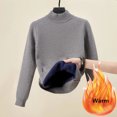 thumbnail image 3 of Suéter de terciopelo ajustado para mujer, jersey de punto grueso de manga larga con forro de terciopelo, jersey de cuello alto, jersey suave y cálido para invierno, 3 of 5