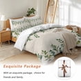 thumbnail image 7 of Pastoral Green Leaf Bedding Duvet Cover Set Queen Size 4 Pieces Watercolor Vintage Linen Texture Bedding Set with Zipper Closure, 1 Comforter Cover 90x92 Inches 1 Flat Sheet & 2 Pillow Cases, 7 of 7
