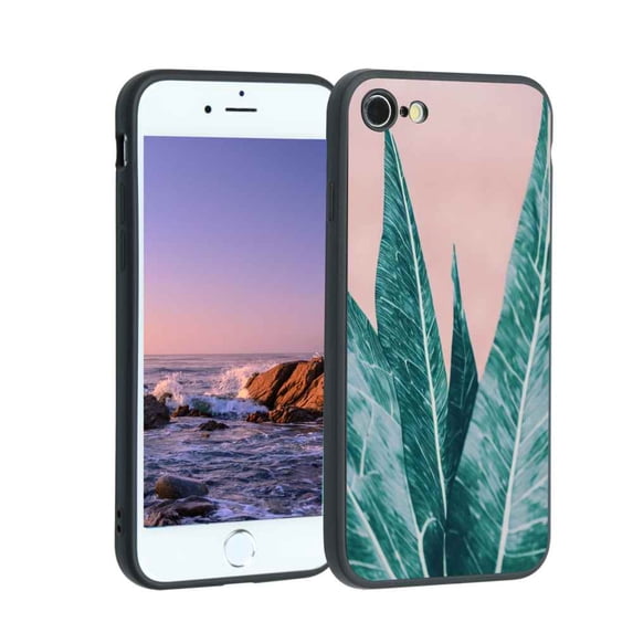 Compatible with iPhone 8 Phone Case, Tropical-Leaves-9 Case Men Women, Flexible Silicone Shockproof Case for iPhone 8