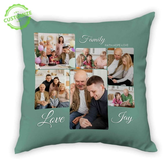 Customizaholic Custom Name Pillow, Photo Collage Pillow, Family Pillow, Family Name Pillow, Custom Photo Pillow, Fathers Day Pillow, Family Gift, Gift For Family, Family Gifts Ideas