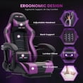 thumbnail image 4 of JONPONY Big and Tall 500LBS Gaming Chair, Ergonomic Design, Gamer Chair PU Leather with Footrest and Lumbar Support, High Back Office Chair Support, Long Sitting Computer Chair, Purple, 4 of 9