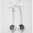 thumbnail image 2 of SilverStarJewel 925 Sterling Silver Classic Iolite Long French Wire Earrings 2" Low Shipping, 2 of 3