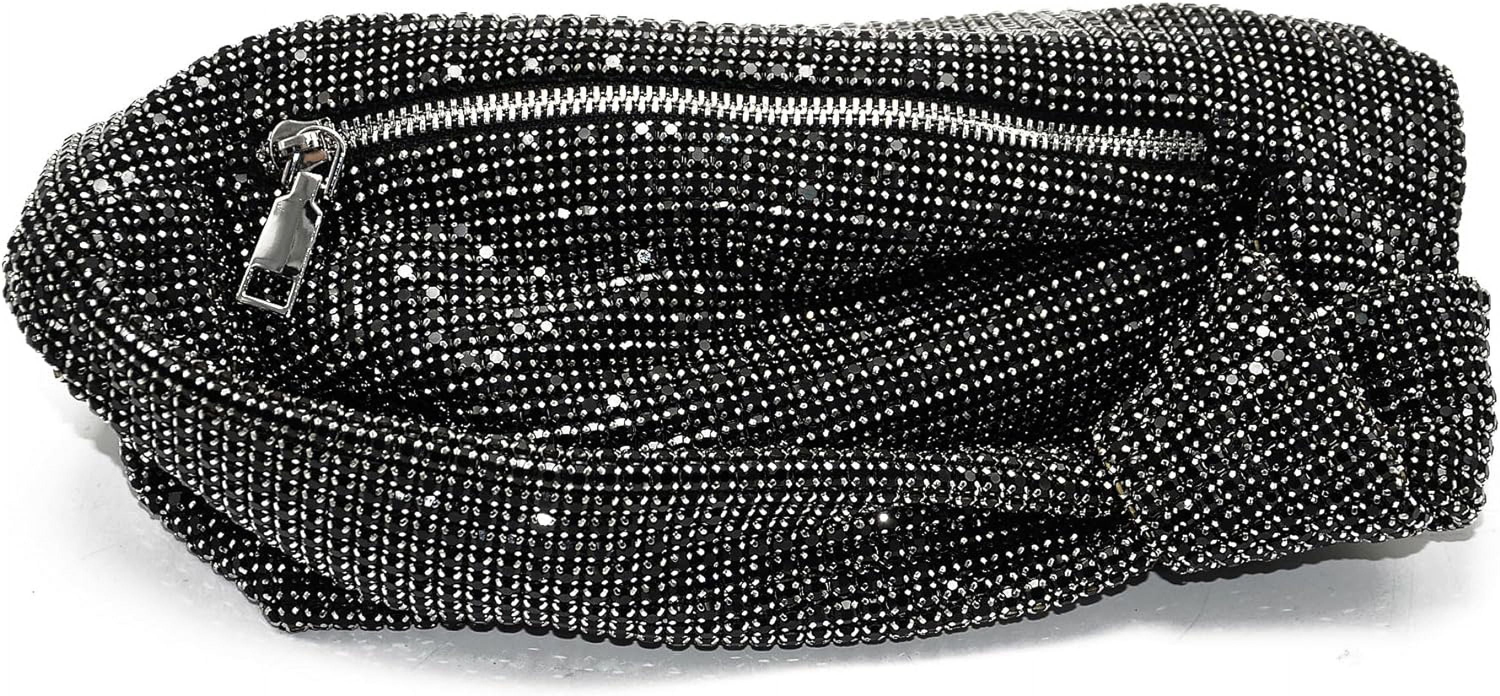LinYooLi Women Knotted Handbag Sparkly Rhinestone Hobo Dumpling Bag Diamond Glitter Evening Clutch Purse