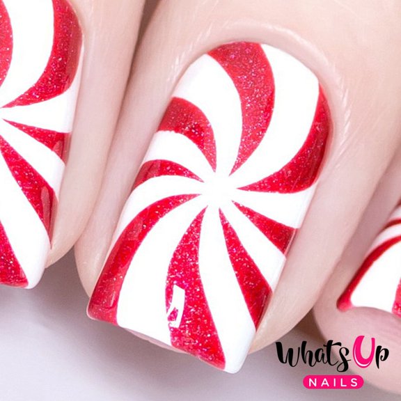 Whats Up Nails - Peppermint Candy Vinyl Stencils Nail Art Design