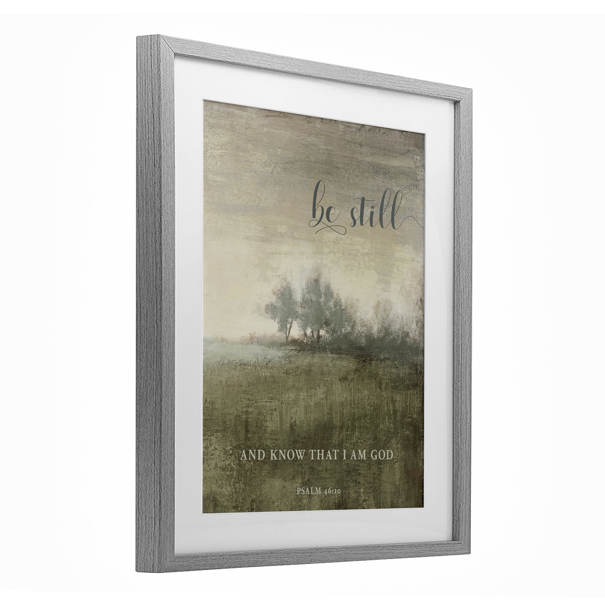 Stupell Industries Be Still Psalm 46:10 Gray Framed Print Under Glass, design by Michael Marcon