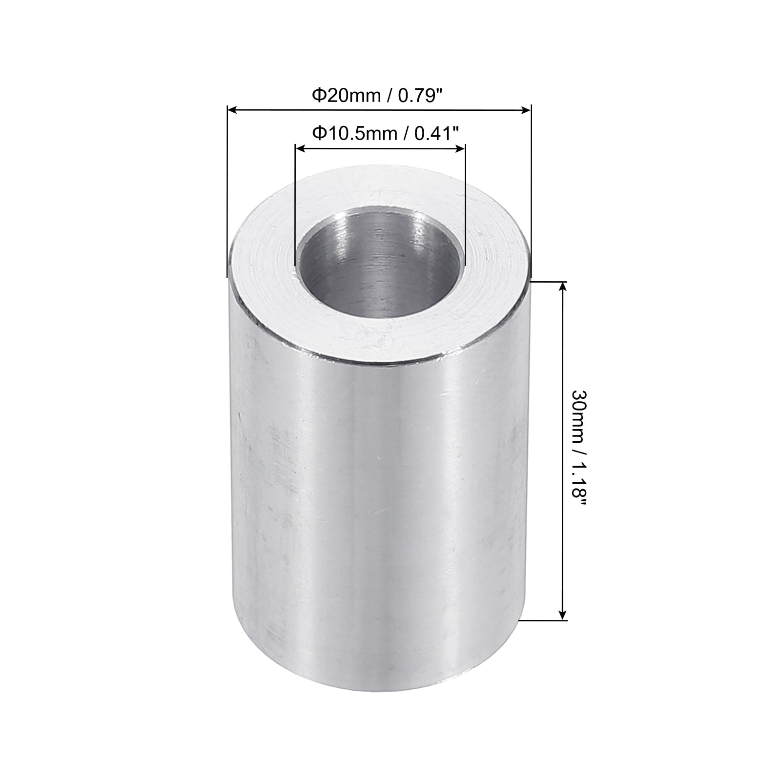 M10 Aluminum Spacers, 6 Pcs Metal Spacers Aluminum 10.5mm ID x 20mm OD x 30mm L Aluminum Spacer Screw Standoff Round for 3/8 or M10 Screw Bolts