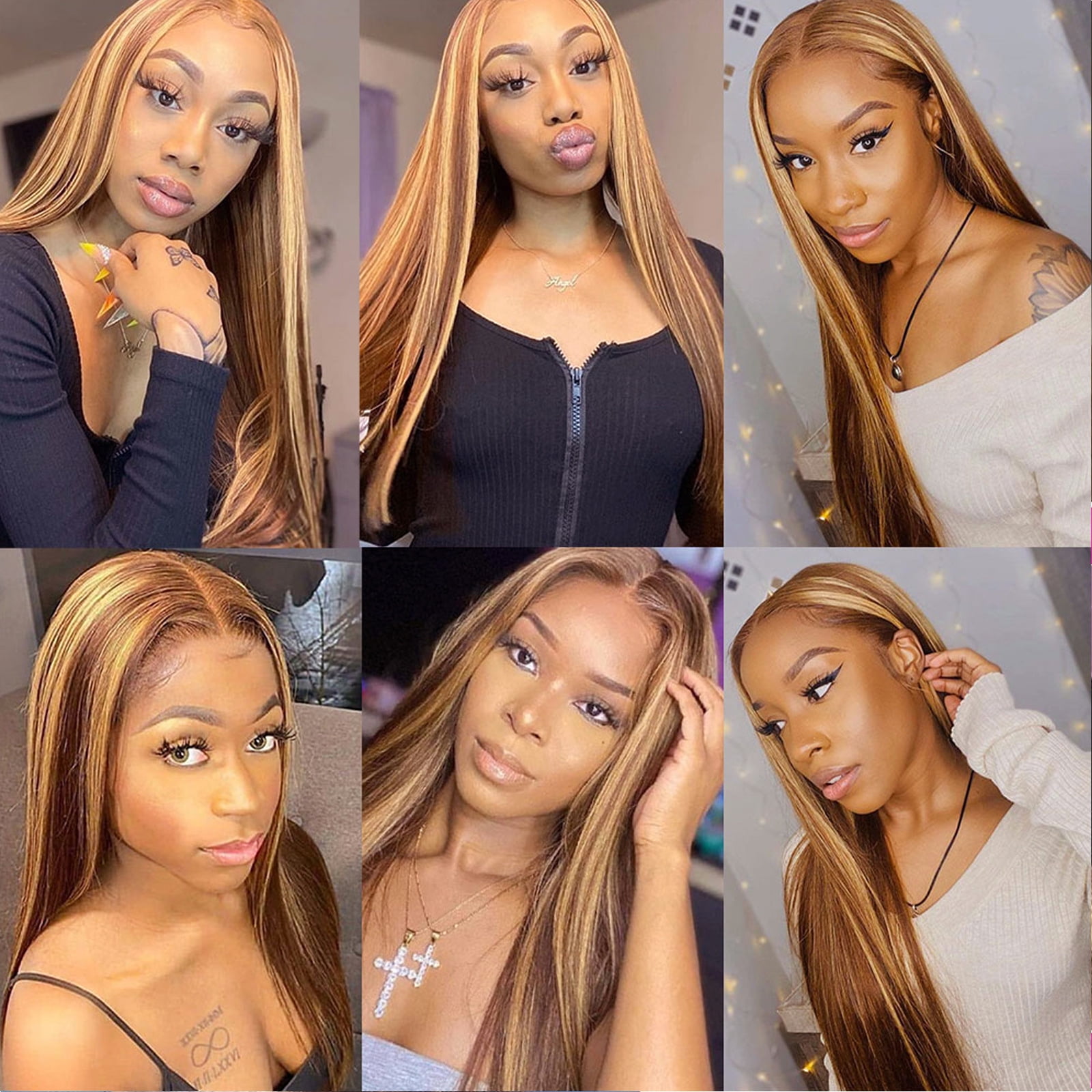 P4/27 Highlight 13x4 Lace Front Wig Brazilian Straight Human Hair Wig for Women Ombre Lace Frontal Wig Pre Plucked With Baby Hair 16 inch