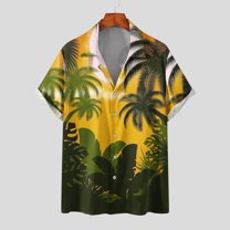 Aloohaidyvio men's shirts on for 6$,Mens Color Block Hawaii Print With Pocket Turndown Short Sleeve Shirt Blouse,Hawaiian Shirt for Men