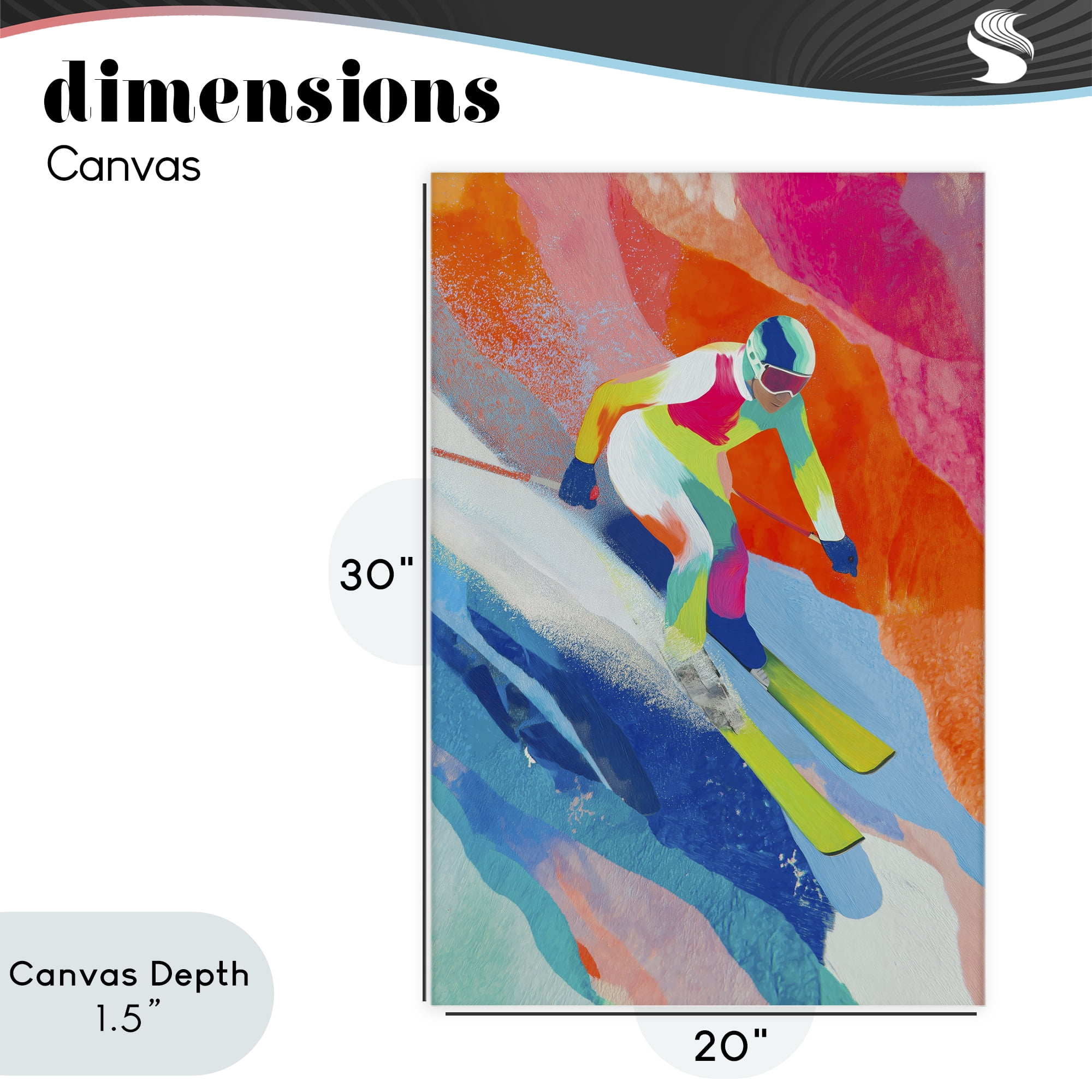 Stupell Industries Skiing Down Neon Slopes Canvas Wall Art, design by Chromatic Storm Studio