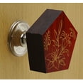 thumbnail image 2 of IBA Indianbeautifulart Red Engraved Knobs Wooden Wardrobe Knobs Cabinet Drawer Pull 10 Pcs, 2 of 3