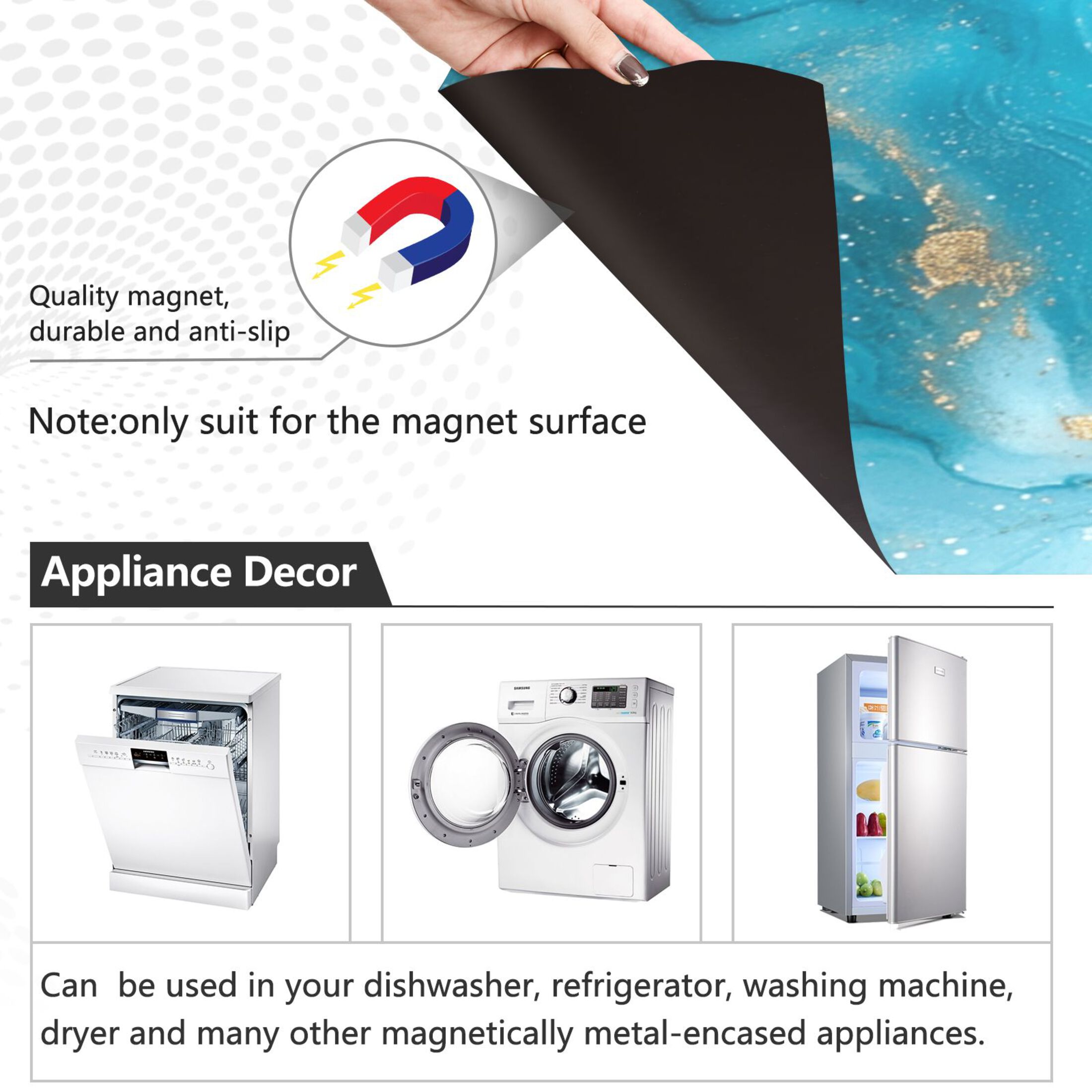 Dishwasher Magnetic Sticker 23x26 Inch Refrigerator Magnetic Sticker Washing Machine Magnetic Sticker Kitchen Panel Magnetic Sticker Home Decor Pretty Marble Pattern
