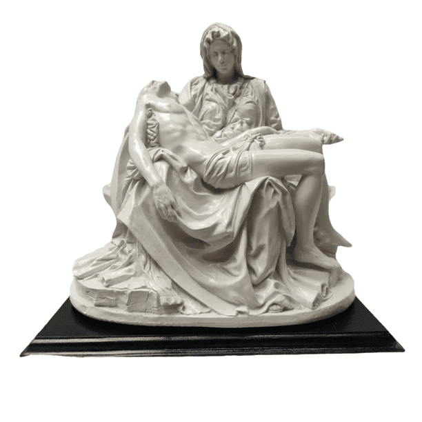 Figura de la Piedad de Miguel Angel, replica escultorica de resina para decoracion o altar