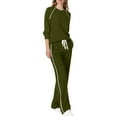 thumbnail image 7 of VBVC Women's 2 Piece Side Stripes Set,Ladies Crew Neck Top and Sweatpants,Lightweight Matching Outfit For Women,Army Green,Size M, 7 of 7