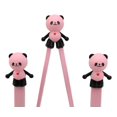 thumbnail image 3 of Ebros Gift Pink Panda With Heart Reusable Training Chopsticks With Animated Food Safe Silicone Helper Hinge Guide With Matching Spoon And Fork Set For Sushi Noodles Rice For Adults And Kid, 3 of 3
