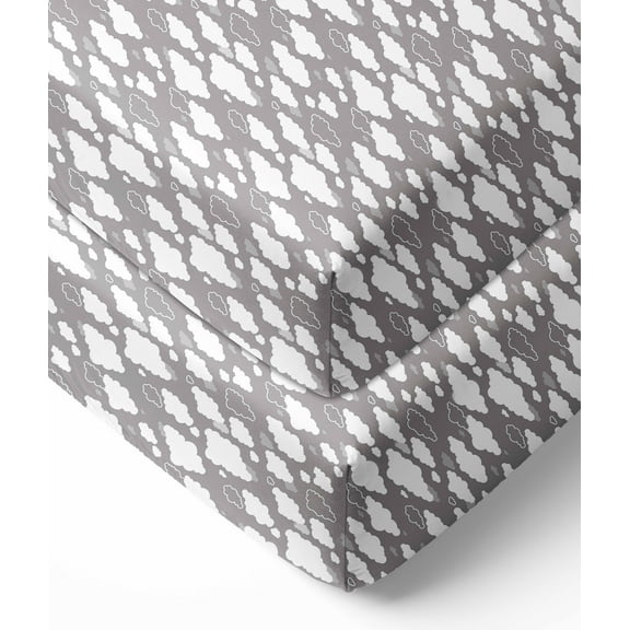 Bacati - Clouds in the City White/Grey Clouds Crib/Toddler Fitted Sheet