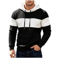 thumbnail image 2 of qafoshin Mens Color Block Hoodies Fashion Long Sleeve Hooded Sweatshirts Fall Winter Casual Loose Pullover Tops with Pocket, 2 of 6
