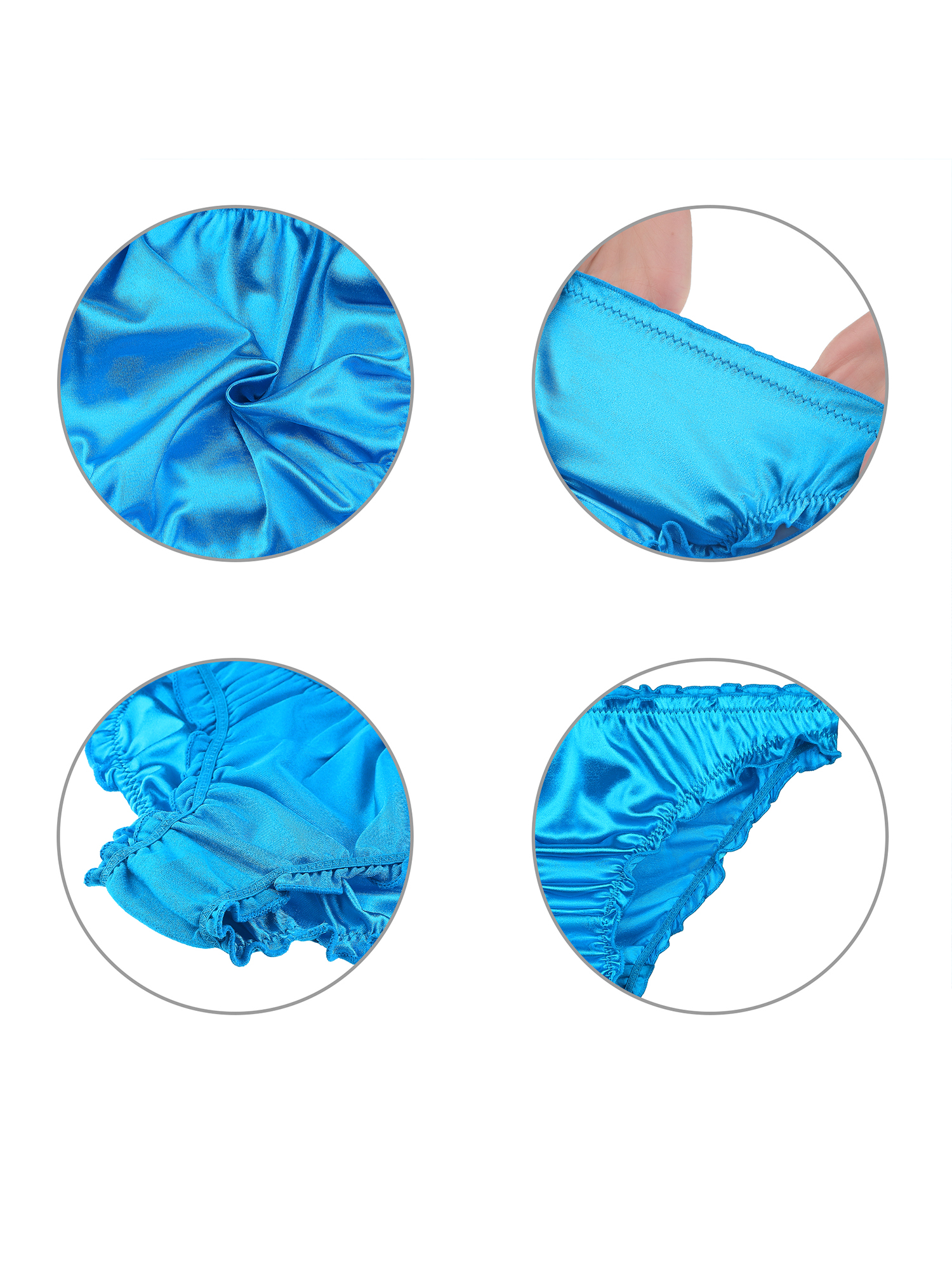 Unique Bargains Women's Plus Size Low Rise Soft Satin Sparkled Brief Stretchy Underwear Black, Pink, Blue L