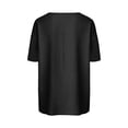 thumbnail image 3 of POUNOO Womens Linen Tops V Neck Short Sleeve Loose Fit Casual Blouses Shirts Boho Minimalist Style Gift, 3 of 6