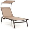 thumbnail image 1 of Topbuy Chaise Longue d'Extérieur à 6 Positions, Fauteuil Inclinable avec Pare-Soleil Réglable et Porte-Gobelet, 1 of 8