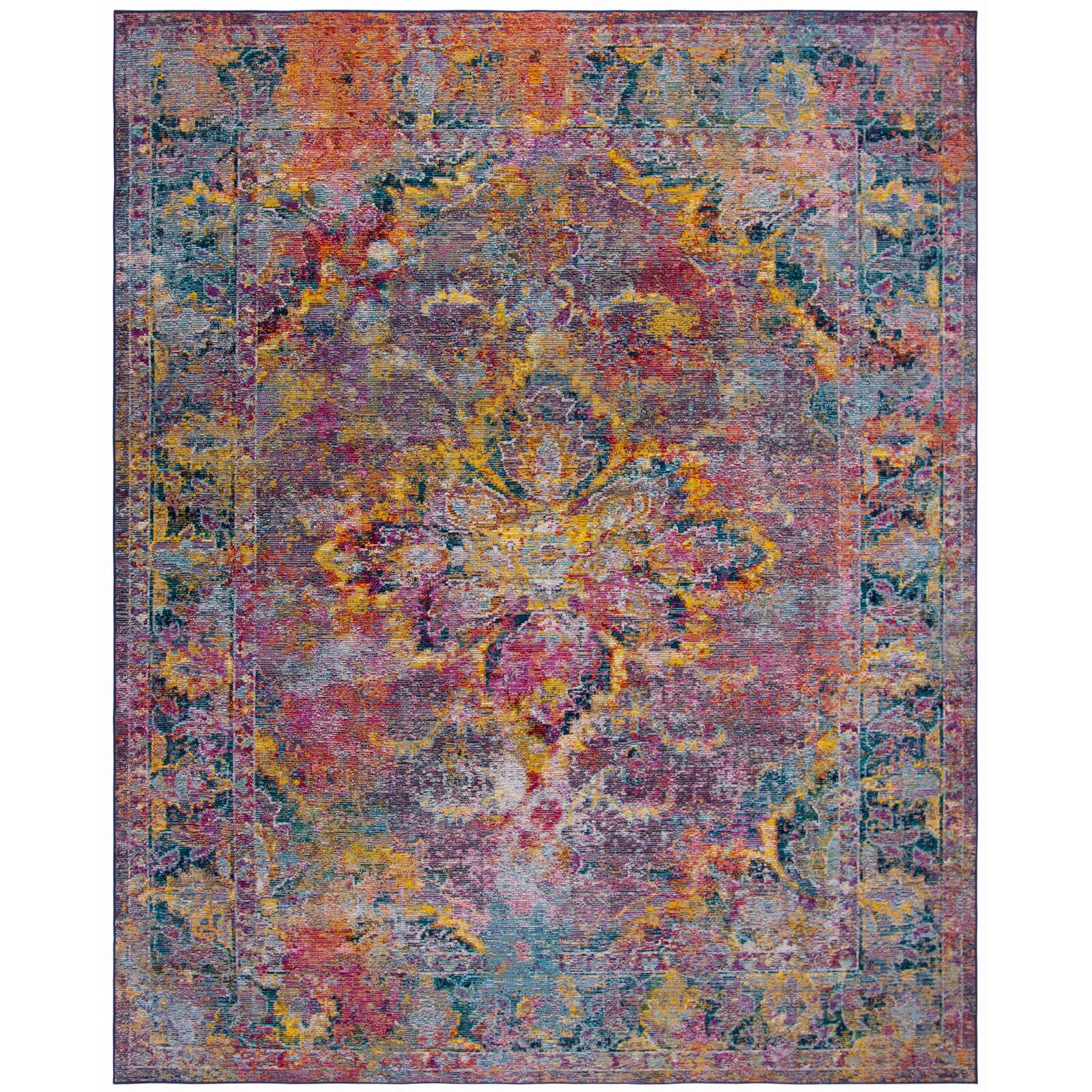 Mabel Navy/Pink Area Rug, Construction Machine Made, Location Indoor