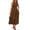 thumbnail image 1 of Vestido midi YEXPINE a rayas sin mangas en A con bolsillos, 1 of 7