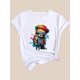 thumbnail image 3 of Women's Fashion Splash Paint Cartoon Bear Print Tee, Casual Crew Neck Short Sleeve T-Shirt, Hip-Hop Streetwear Top, 3 of 7