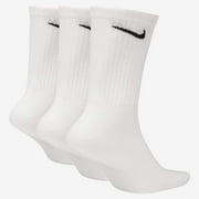 Nike Unisex Everyday Lightweight Crew Training Socks (3 Pair) (White/Black, L)