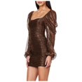 thumbnail image 2 of DAFEI Robe à Manches Longues à Paillettes Scintillante Mini Bal Cocktail Fête Robe Femmes Robes, 2 of 6
