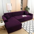 thumbnail image 2 of Eurhowing Sectional Couch Covers L-Shaped Sofa Covers, Velvet Super Stretch 2Pcs Sofa Slipcovers for 3 + 3 Seaters, Softness Corner Couch Cover, Purple, 2 of 11