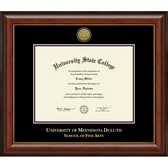 University of Minnesota Duluth School of Fine Arts Diploma Frame, Document Size 11" x 8.5"