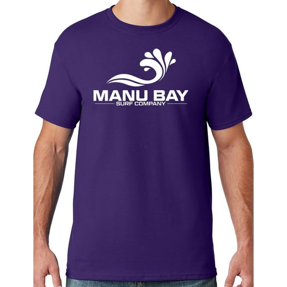 Mens Manu Bay Surf Company WHITE LOGO T-shirt, 4XL Deep Purple