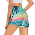 thumbnail image 3 of Goofa Retro Palm Beach Sunset Printed Women 2 in 1 Running Shorts,Quick Dry Athletic Workout Shorts,High Waisted Athletic Shorts with Liner Pockets-X-Large, 3 of 9