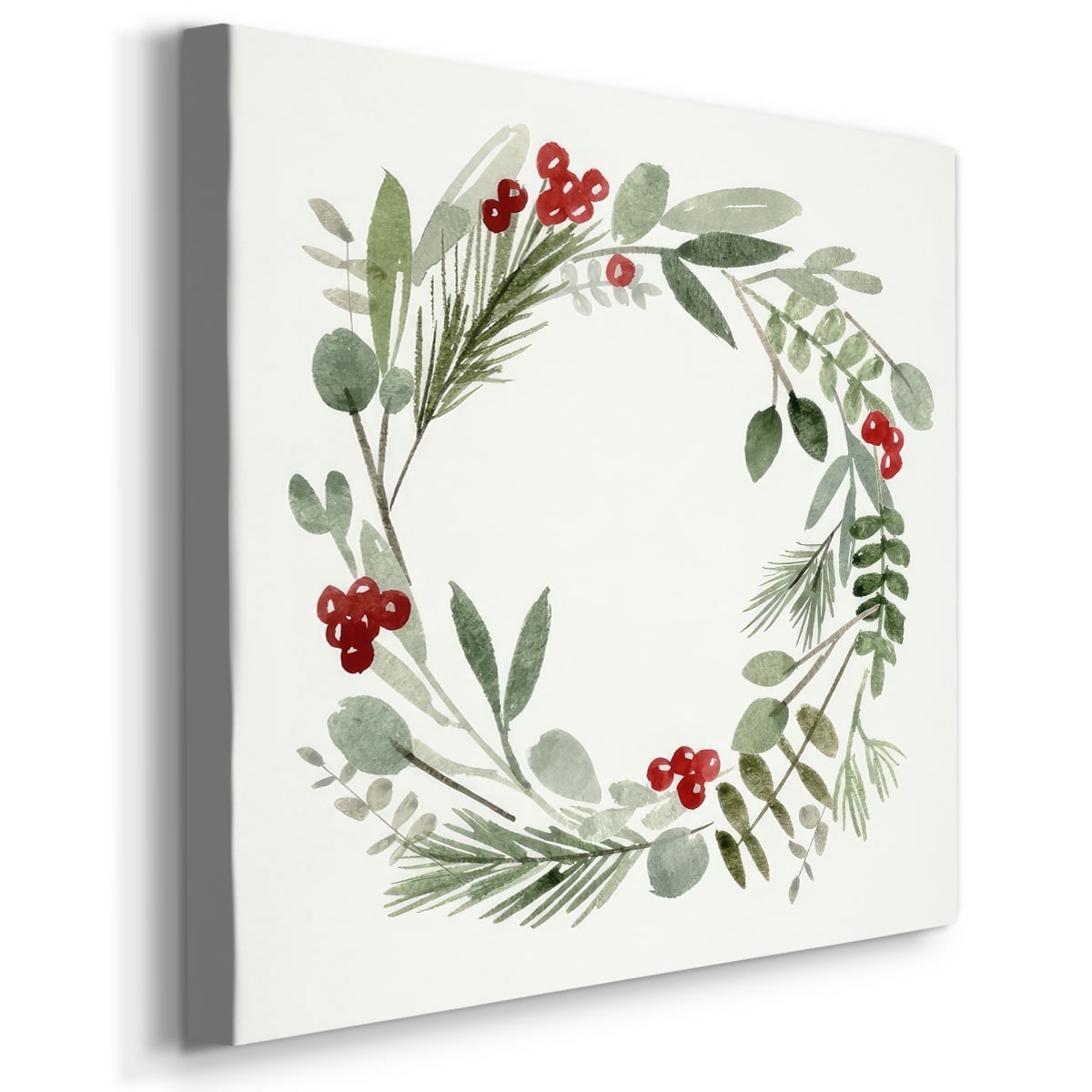 Holly Wreath I- Gallery Wrapped Canvas