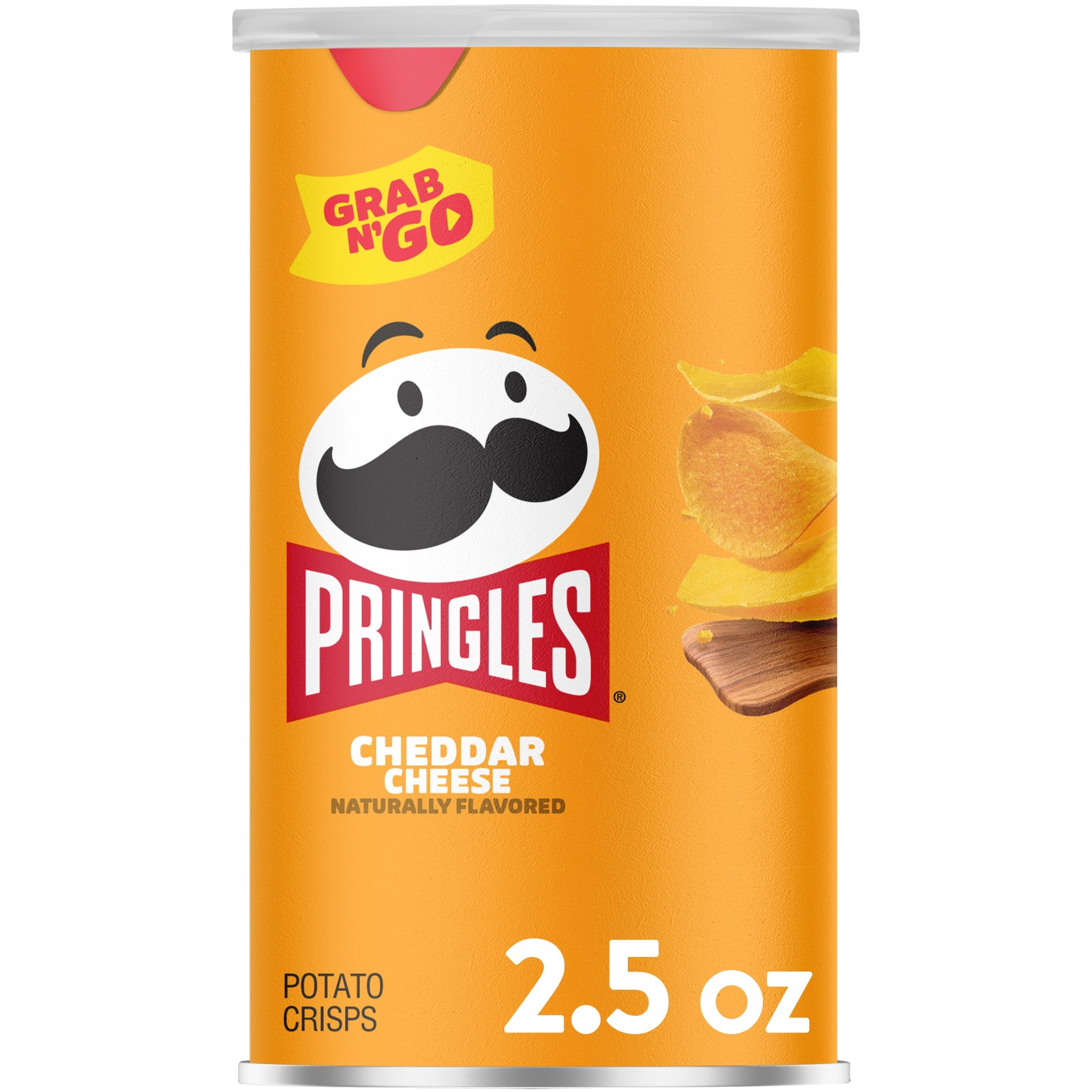 (4 pack) Pringles Potato Crisps Chips, Lunch Snacks, Office and Kids Snacks, Grab N' Go Pack, Cheddar Cheese, 2.5oz Can (1 Can)