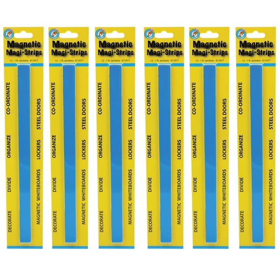 Ashley Productions Magnetic Magi-Strips, Blue, 12 Feet Per Pack, 6 Packs