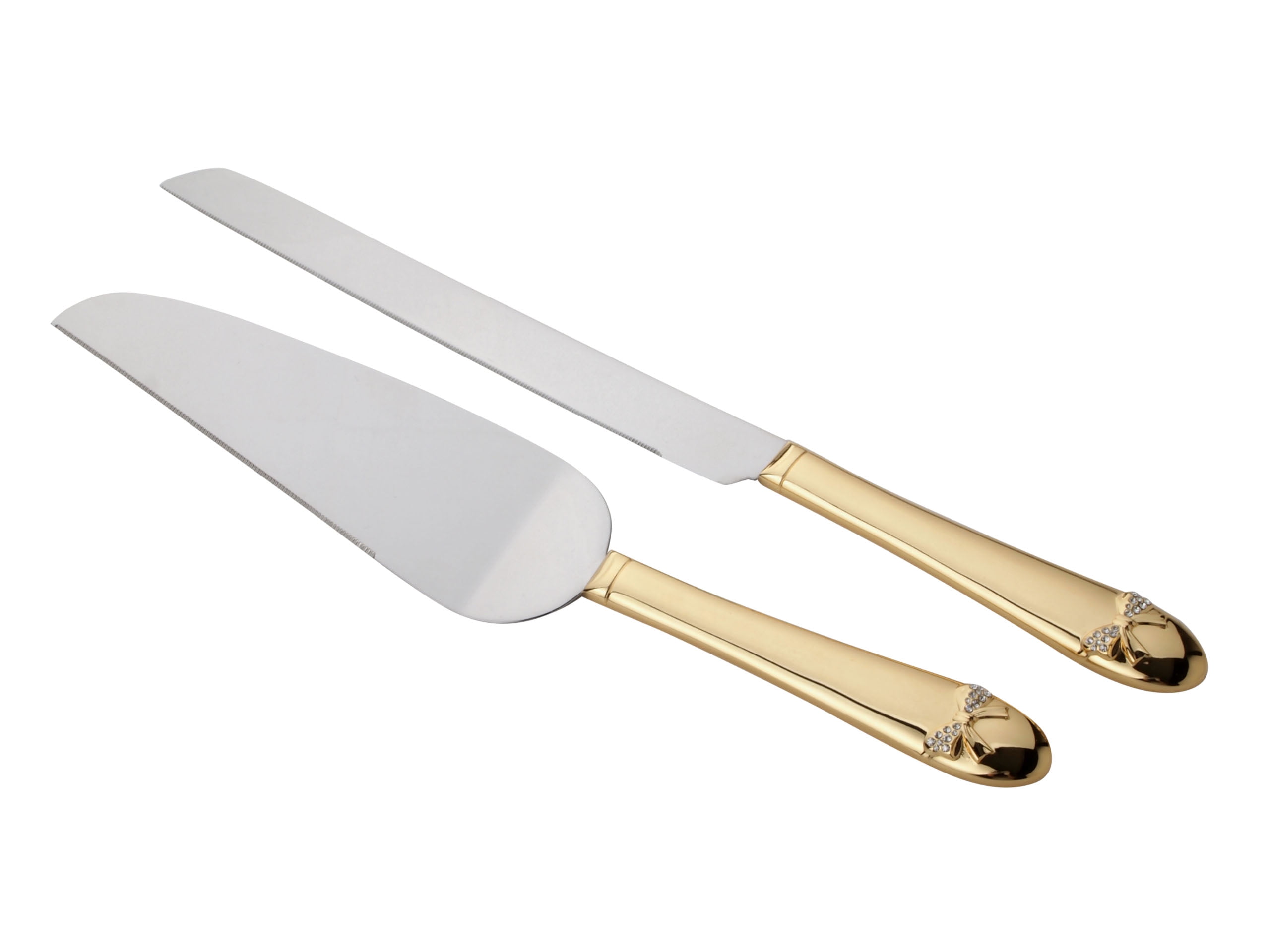 "Bowtiful" Collection Cake Knife & Serving Set in Gold