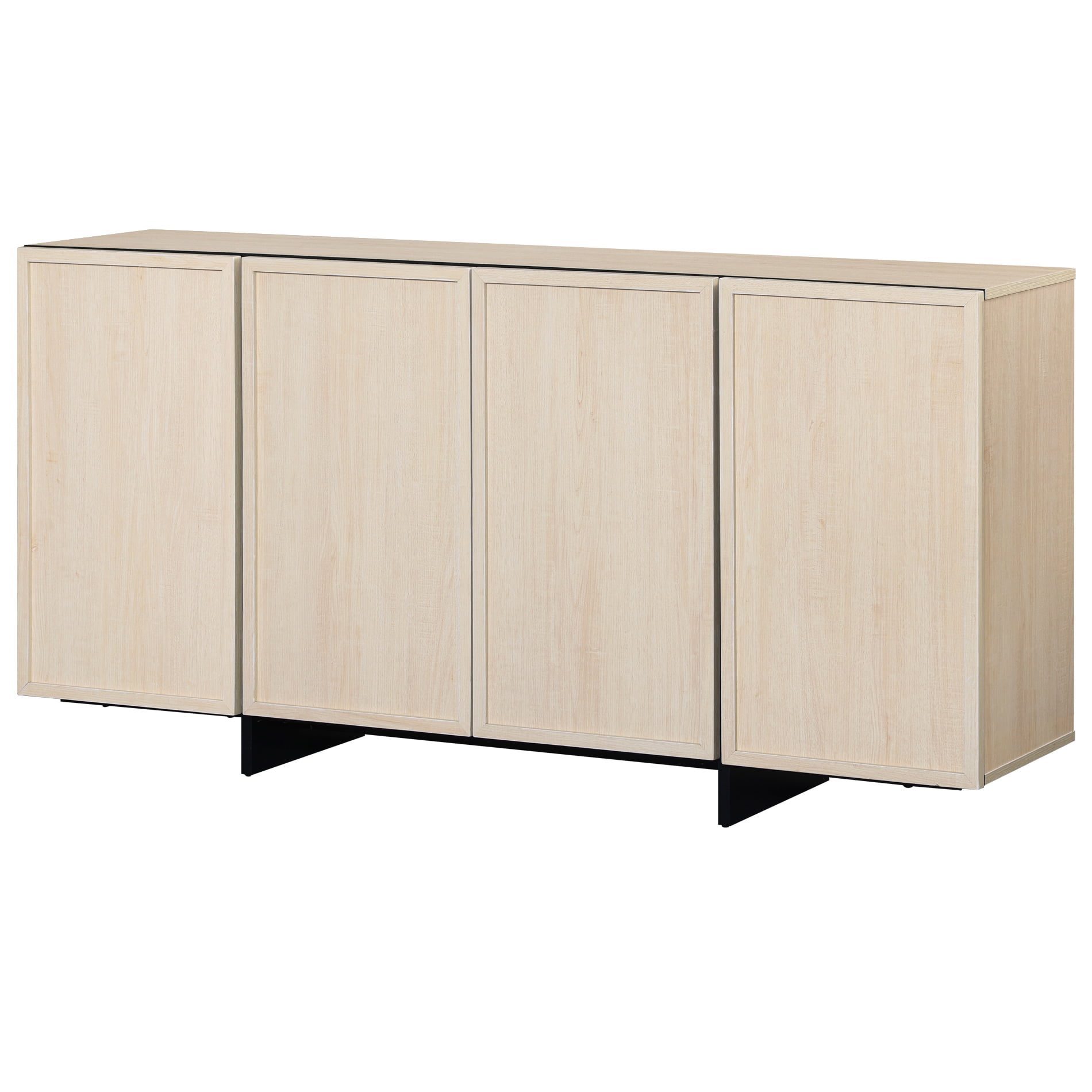 WAMPAT Modern TV Stand - Entertainment Center Console for 70" TVs, with 4 Closed Storage Doors & T-Shaped Wood Legs, Media Cabinet for Living Room & Bedroom,Beige