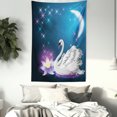 thumbnail image 3 of Swan Tapestry, Magic Lily and Fairy Swan at Night Swimming in Lake under Moon and Stars Picture Art, Wall Hanging for Bedroom Living Room Dorm Decor, 60W X 80L Inches, Blue White, by Ambesonne, 3 of 5