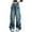 A01-Blue, variant on CAICJ98 Girls' Jeans Flap Pocket Side High Waist Straight Leg Cargo Jeans for Girls Long Denim Pants Black,7-9 Years
