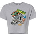 thumbnail image 3 of Star Wars - The Mandalorian Mando Grogu Stickers  - Juniors Cropped Short Sleeve Graphic T-Shirt, 3 of 5