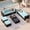 Light Blue, variant on BaPiPro 5 Piece All-Weather PE Rattan Modular Outdoor Patio Furniture Set, Sectional Conversation Sofa with Thick Removable Cushions & Tempered Glass Coffee Table for Backyard Poolside Garden, Beige