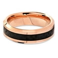 thumbnail image 3 of Charming Jewelers Tungsten Wedding Band Ring 6mm for Men Women Comfort Fit 18K Rose Gold Plated Plated Black Carbon Fiber Beveled Edge Polished Lifetime Guarantee Size 9, 3 of 5