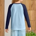 thumbnail image 4 of Grblisyd Girls Raglan Long Sleeve Shirts Fall Trendy Black Shirts Size 10-12 Shirt Cute Kids Crewneck T Shirts Basic Teen Girls Clothes ,Sky Blue 6-7Y, 4 of 5