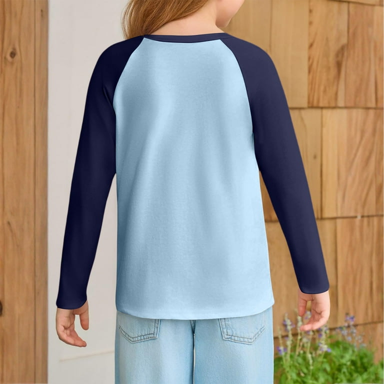 トップス Raglan long sleeved tshirt blue トップス Raglan long sleeved tshirt blue Shop Sustainable Unisex