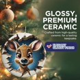 thumbnail image 4 of Cute Reindeer with Christmas Ornament - 3D Breakout Reindeer - 2.8" Round - Premium Glossy Ceramic with UV Printed Design - Gold String Included - Perfect Holiday D?cor - BMCO0050, 4 of 7