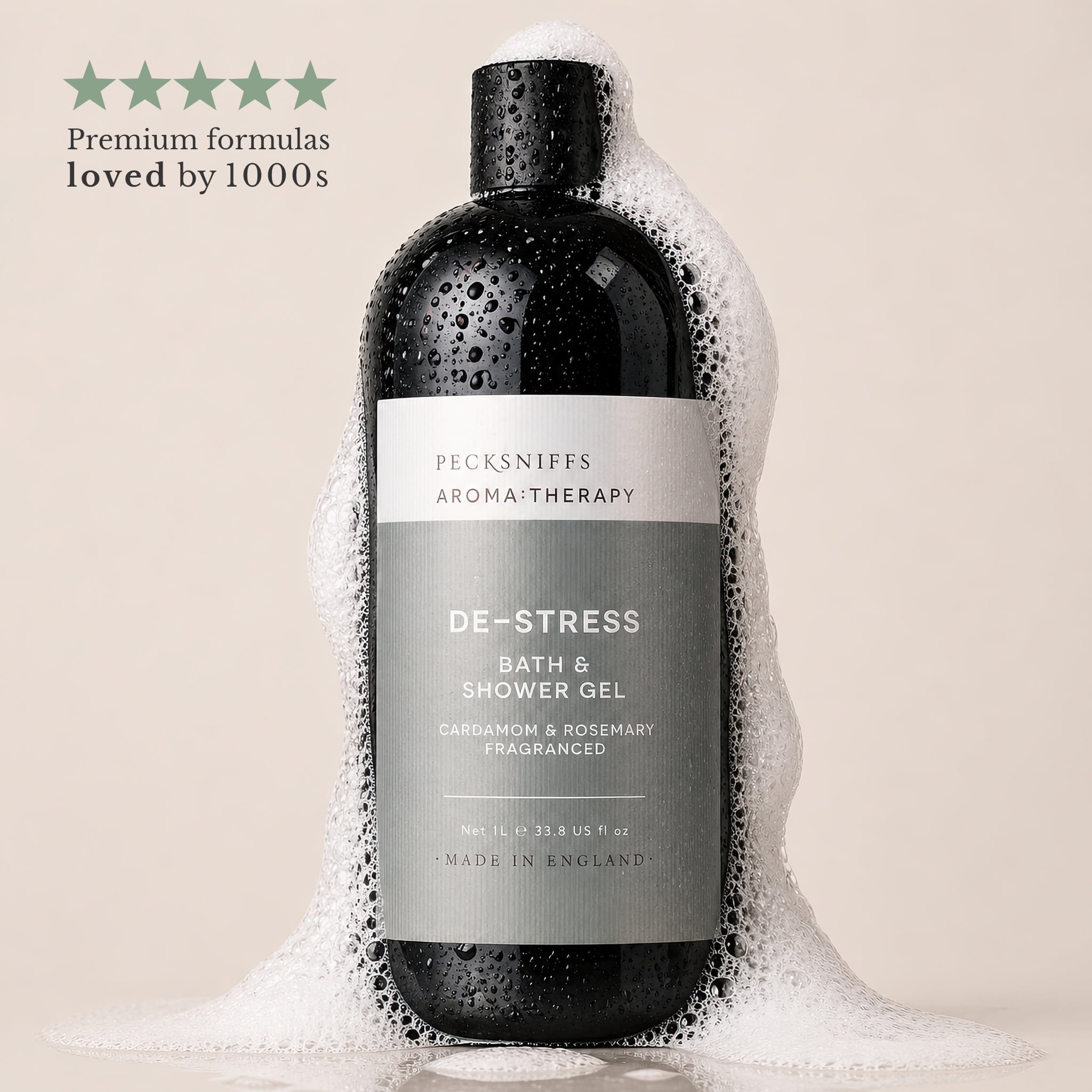 Pecksniff's Aroma:Therapy De-Stress Shower Gel – Luxurious Moisturizing Bath & Body Cleanser, 1000 ml/33.8 fl oz Bottle